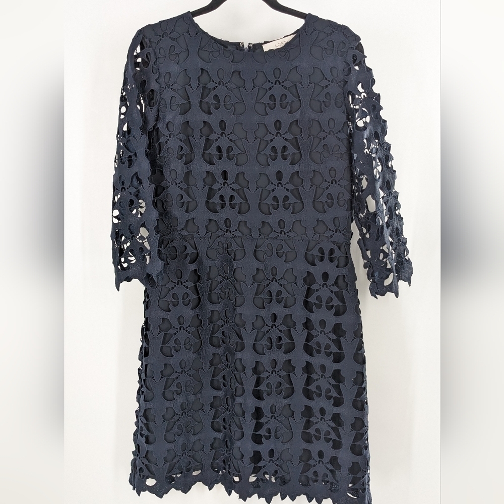 Ann Taylor Loft Navy Laceā Lined Dress New Size 10
